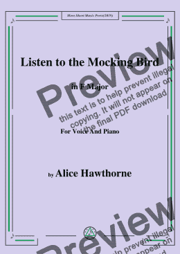 page one of Alice Hawthorne-Listen to the Mocking Bird,in F Major,for Voice&Pno