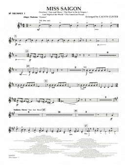 page one of Miss Saigon (arr. Calvin Custer) - Bb Trumpet 3 (Full Orchestra)