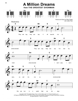 page one of A Million Dreams (from The Greatest Showman) (Super Easy Piano)