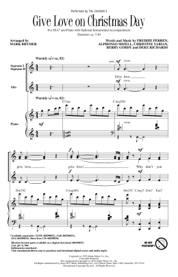 page one of Give Love On Christmas Day (arr. Mark Brymer) (SSA Choir)