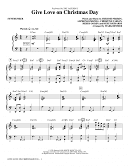 page one of Give Love on Christmas Day (arr. Mark Brymer) - Synthesizer (Choir Instrumental Pak)