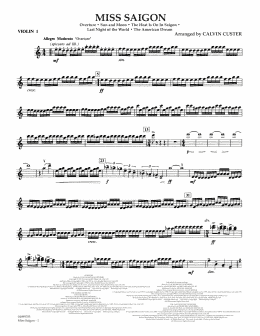 page one of Miss Saigon (arr. Calvin Custer) - Violin 1 (Full Orchestra)