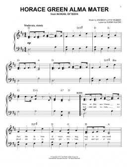 page one of Horace Green Alma Mater (from School of Rock: The Musical) (Easy Piano)
