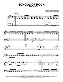 page one of School Of Rock (from School of Rock: The Musical) (Easy Piano)