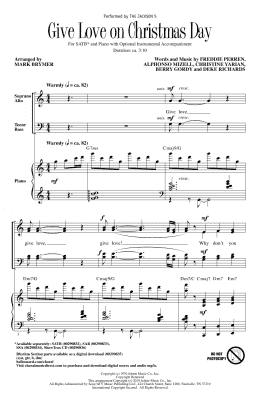 page one of Give Love On Christmas Day (arr. Mark Brymer) (SATB Choir)