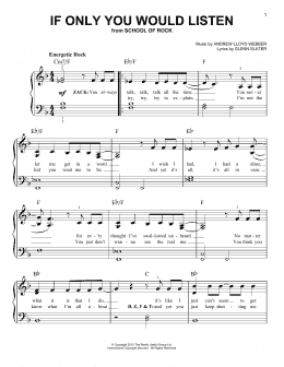 page one of If Only You Would Listen (from School of Rock: The Musical) (Easy Piano)