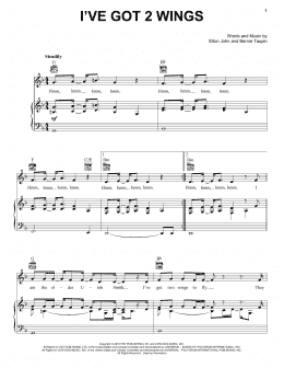page one of I've Got 2 Wings (Piano, Vocal & Guitar Chords (Right-Hand Melody))