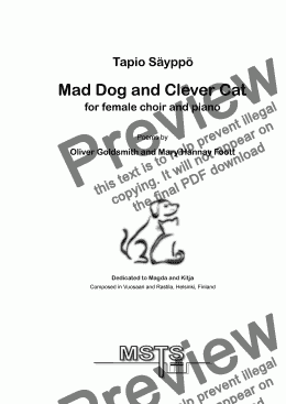 page one of Mad Dog and Clever Cat for female choir and piano