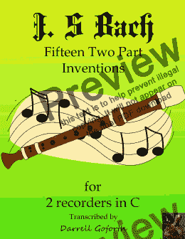 page one of Fifteen Two-Part Inventions for 2 Recorders in C