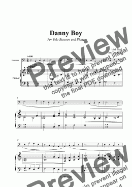 page one of Danny Boy for Solo Bassoon and Piano
