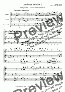 page one of Haydn, London Trio Nr. 3