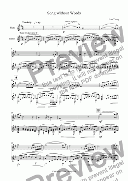 page one of Song Without Words (Flute and Guitar)