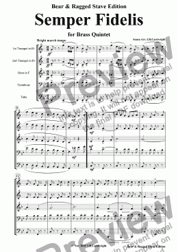 page one of Semper Fidelis for Brass Quintet