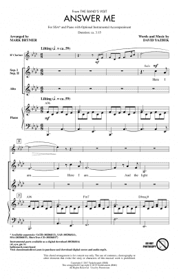 page one of Answer Me (from The Band's Visit) (arr. Mark Brymer) (SSA Choir)