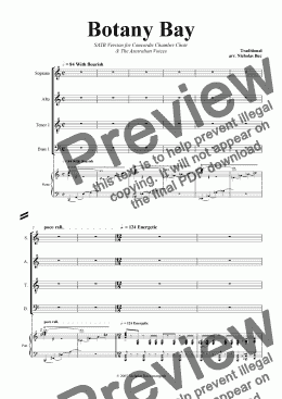 page one of Botany Bay (SATB)