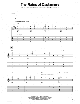 page one of The Rains Of Castamere (from Game of Thrones) (Solo Guitar)