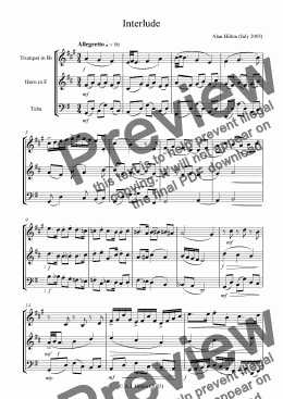 page one of Interlude for Brass Trio