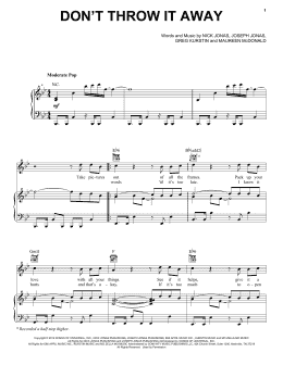 page one of Don't Throw It Away (Piano, Vocal & Guitar Chords (Right-Hand Melody))