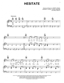 page one of Hesitate (Piano, Vocal & Guitar Chords (Right-Hand Melody))