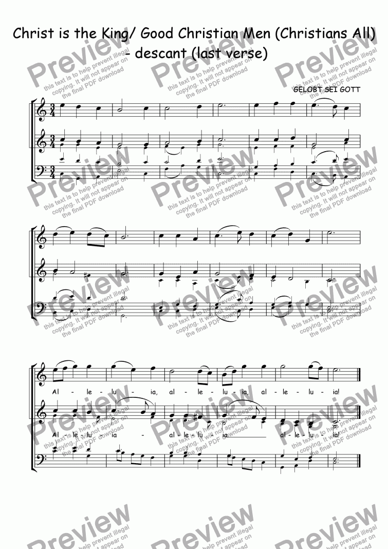 page one of Descant (vocal/instrumental) to Gelobt sei Gott