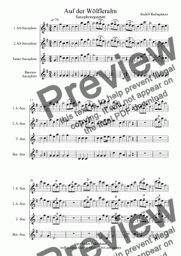 page one of Auf der Wölfleralm  Saxophonquartett