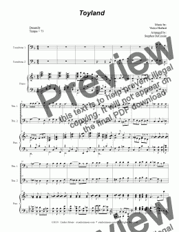 page one of Toyland (Trombone Duet)