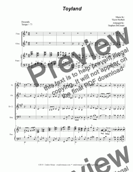 page one of Toyland (for Woodwind Quartet and Piano)
