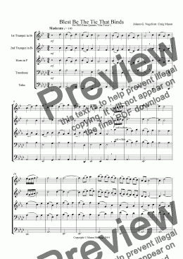 page one of Blest Be The Tie That Binds (brass quintet)