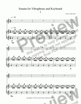 page one of Sonata for Vibraphone (extended) and Keyboard