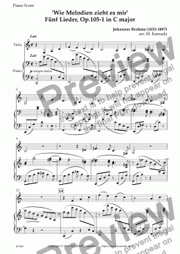 page one of ‘Wie Melodien zieht es mir (It moves like a melody)' Op.105-1 in C Major for Viola & Piano