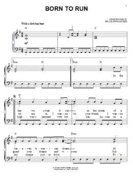 page one of Born To Run (Easy Piano)