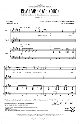 page one of Remember Me (Duo) (from Coco) (arr. Audrey Snyder) (2-Part Choir)