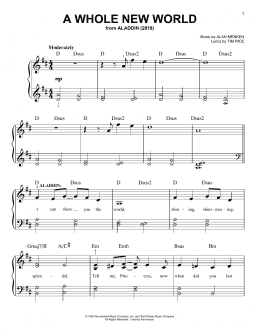 page one of A Whole New World (from Aladdin) (2019) (Easy Piano)