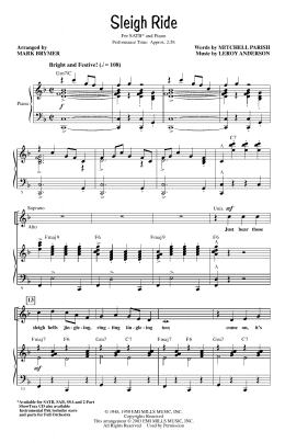 page one of Sleigh Ride (arr. Mark Brymer) (SATB Choir)