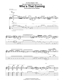 page one of Who's That Coming (Guitar Tab)