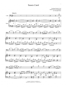 page one of Sussex Carol (Cello and Piano)