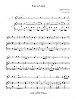page one of Sussex Carol (Trumpet and Piano)