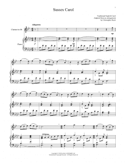 page one of Sussex Carol (Clarinet and Piano)