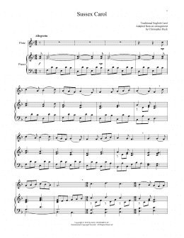 page one of Sussex Carol (Flute and Piano)