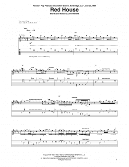 page one of Red House (Guitar Tab)