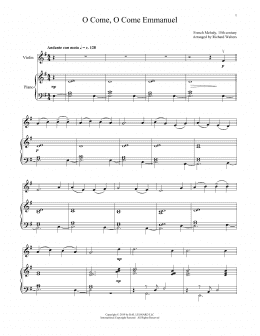 page one of O Come, O Come, Emmanuel (Violin and Piano)