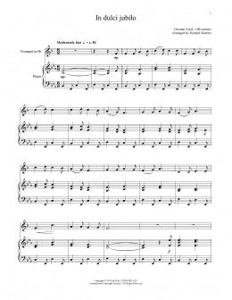 page one of In Dulci Jubilo (Trumpet and Piano)