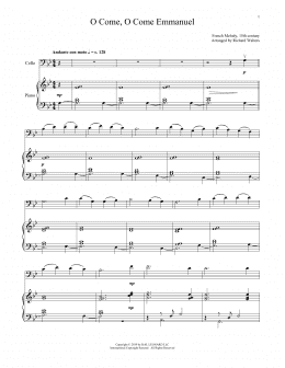 page one of O Come, O Come, Emmanuel (Cello and Piano)
