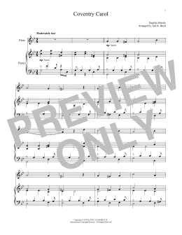 page one of Coventry Carol (Flute and Piano)