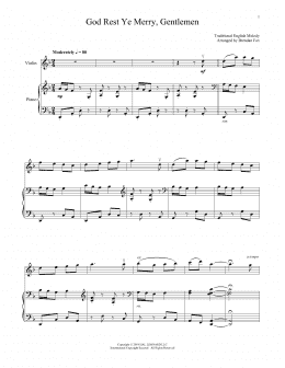 page one of God Rest Ye Merry, Gentlemen (Violin and Piano)