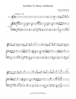 page one of God Rest Ye Merry, Gentlemen (Flute and Piano)