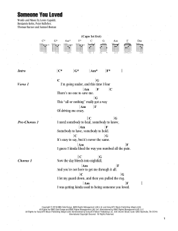 page one of Someone You Loved (Guitar Chords/Lyrics)