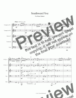 page one of Southwest Five - Score