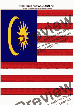 page one of Malaysian ("Negaraku" - "My Country") National  Anthem for Symphony Orchestra (Kt Olympic Anthem Series)