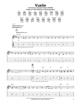 page one of Vuelie (from Disney's Frozen) (Easy Guitar Tab)